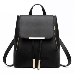 Fashion PU Leather Women Backpack Anti-theft Travel Bag-Black