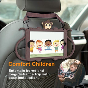 Monkey iPad Case+Neck Strap Cartoon Kids Anti-fall Protective Cover For Samsung Galaxy Tab A 8.4inch£¨2020£©T307-Brown