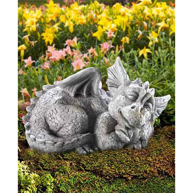Adorable Mythical Creature Baby Sleeping Dragon for Garden Lawn -Dragon Facing Right
