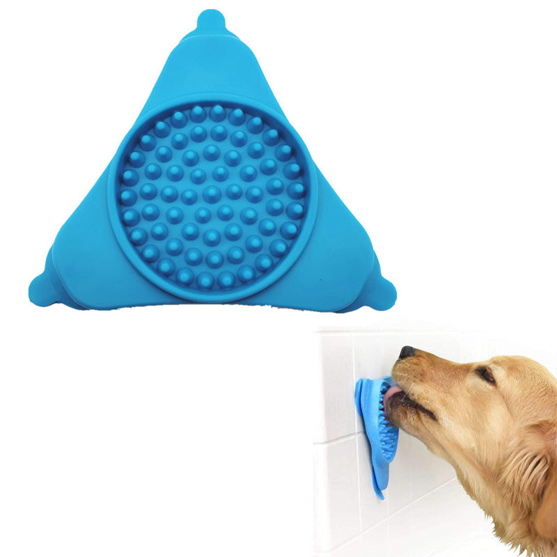 Slow Treater Treat-Dispensing Lick Mat Bowl for Dogs and Cats Suctions to The Wall or Floor Blue