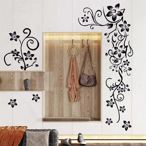 Removable Vinyl Black Flower Vines Wall Sticker Home Art Decor Murals