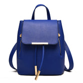 Fashion PU Leather Women Backpack Anti-theft Travel Bag-DarkBlue