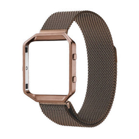 Stainless Steel Bracelet Replacement Strap Without Metal Frame For Fitbit Blaze-Coffee