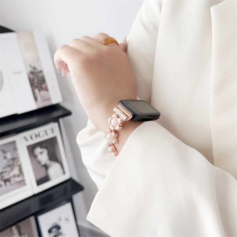 Luxury Metal Watch Strap Cute Flower-Shaped Bracelet for Huawei 8-Pink