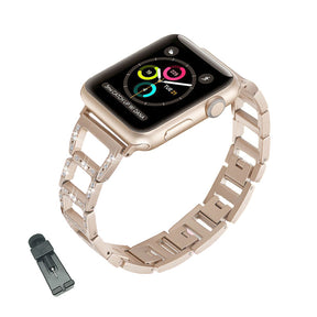 RZK Stainless Steel Watch Band Adjustable Wristbands for Apple IWatch Series SE/1/2/3/4/5/6 For Women-Rose Gold