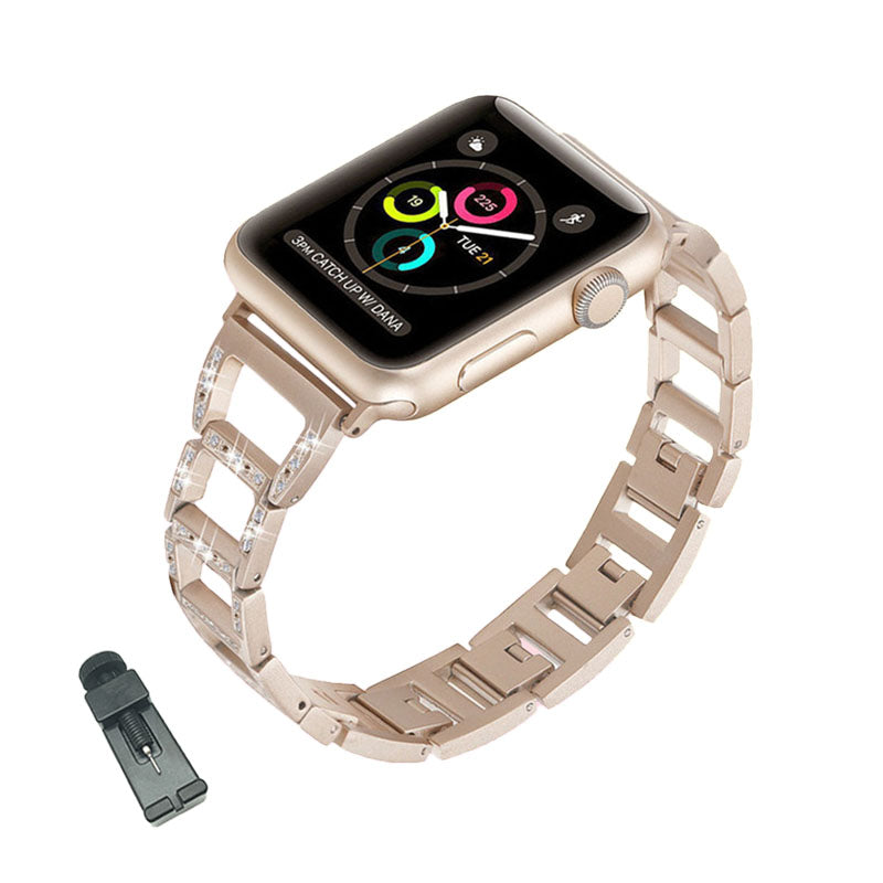 RZK Stainless Steel Watch Band Adjustable Wristbands for Apple IWatch Series SE/1/2/3/4/5/6 For Women-Rose Gold