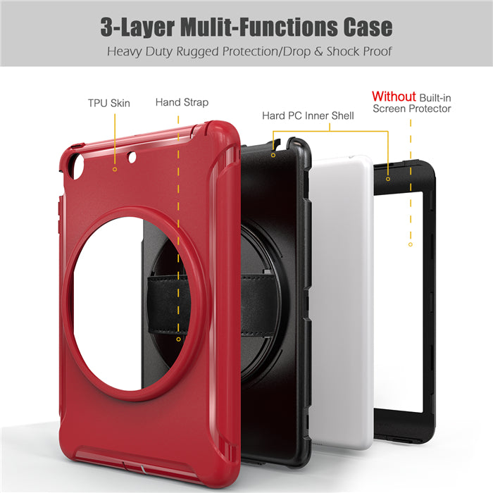 Spider Man 3-Layer Multi-Function Case Hand Strap Tablet Shell 7.9 inch For iPad Mini 1/2/3-Red