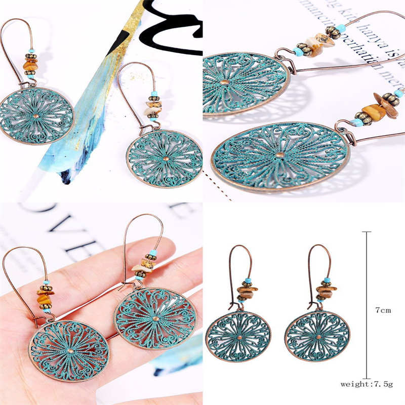 Turquoise Vintage Drop Dangle Earrings for Women-D