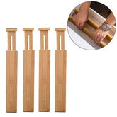 4 Packs Adjustable Bamboo Drawer Dividers for Kitchen Dresser Office