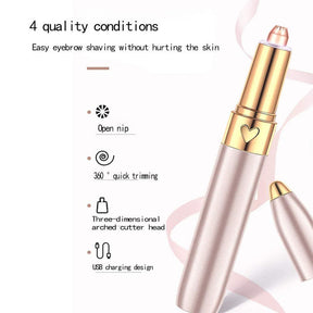 Electric Eyebrow Trimmer for Women Painless Facial Hair Remover-Gold