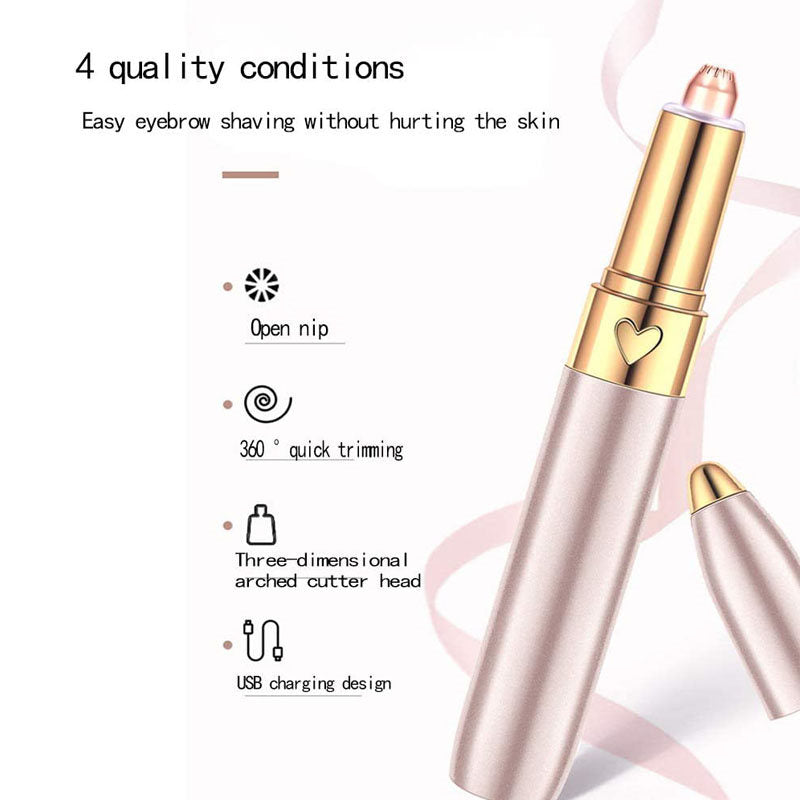 Electric Eyebrow Trimmer for Women Painless Facial Hair Remover-Gold