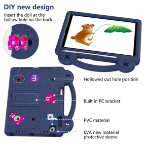 Strawberry Rugged iPad Case With Holder Shoulder Strap for PRO 9.7 Air1/ Air2-NavyBlue