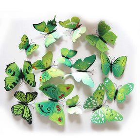 3D Vivid Butterfly Wall Stickers Fridge Magnet Decoration for Room Background-H003 Green