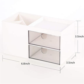 Plastic Cosmetic Storage Box Office Desk Multi-Functional Organizer -White