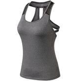 Workout Tank Tops Sleeveless Yoga Vest Sport Fitness Quick Drying Tight Stretch Top 92101-Gray