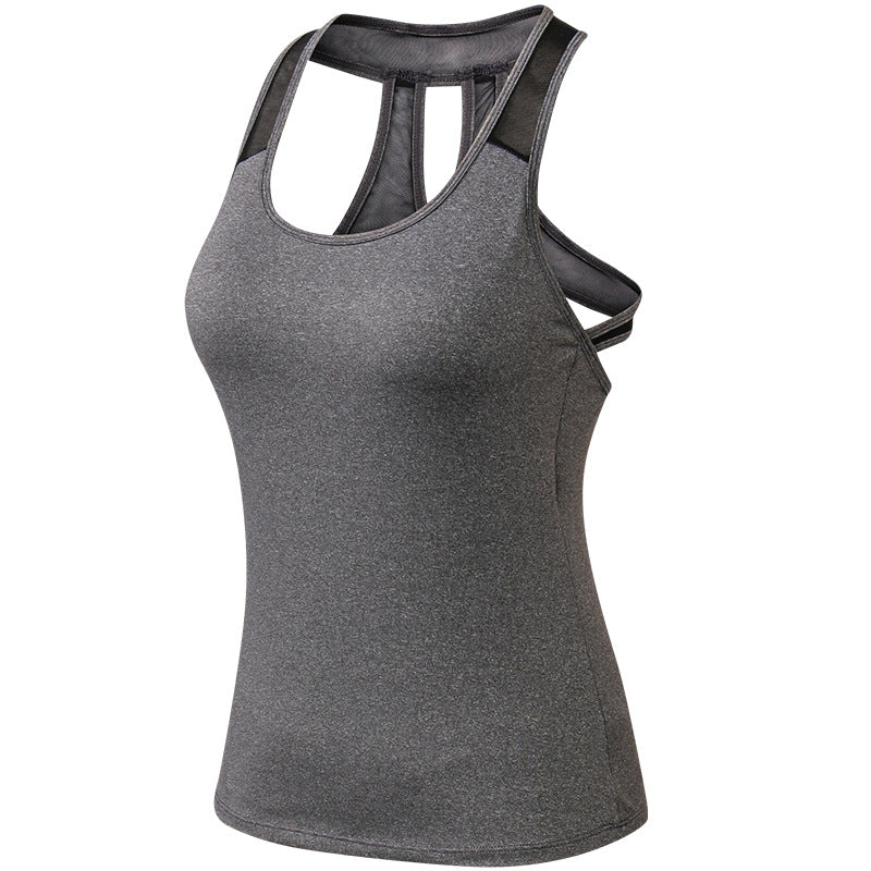 Workout Tank Tops Sleeveless Yoga Vest Sport Fitness Quick Drying Tight Stretch Top 92101-Gray