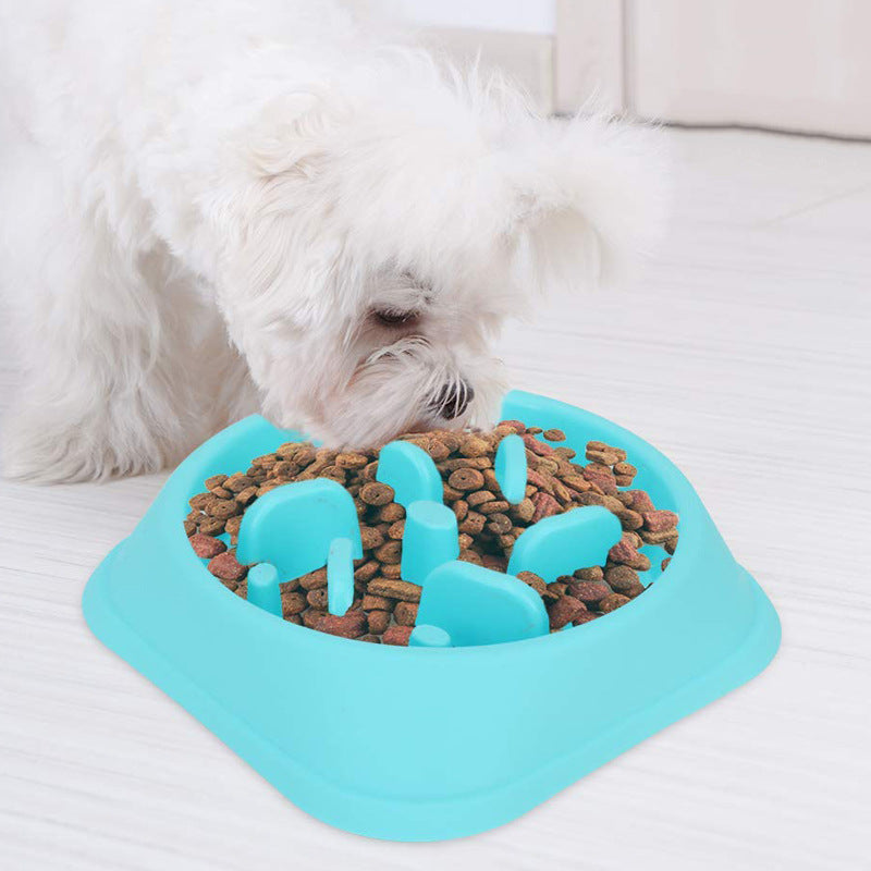 Dog Slow Feeder Non Slip Puzzle Bowl Anti-Gulping Pet Slower Food Feeding Dishes-Blue