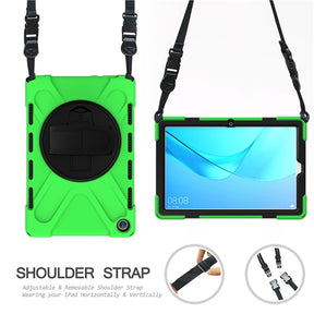 OnePiece Tablet Case Anti-fall Protective Cover Bulit-in Kickstand/Hand+Neck Strap For HuaWei MediaPad M5 10.8inch-Green