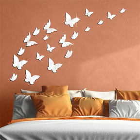 Removable Crystal Acrylic Mirror Butterfly Home Decoration Fashion Art Wall Stickers-Silver