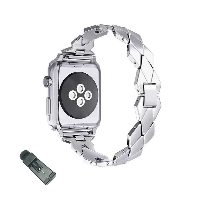 LX Stainless Steel Watch Band Quick Release Wristbands for Apple IWatch Series SE/1/2/3/4/5/6 For Women-Silver