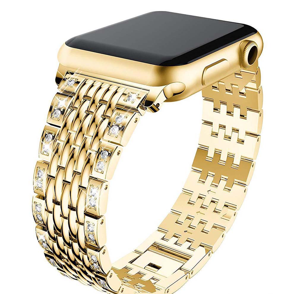 XZZ Stainless Steel Watch Band Quick Release Wristbands for Apple IWatch Series SE/1/2/3/4/5/6 For Women Men-Gold