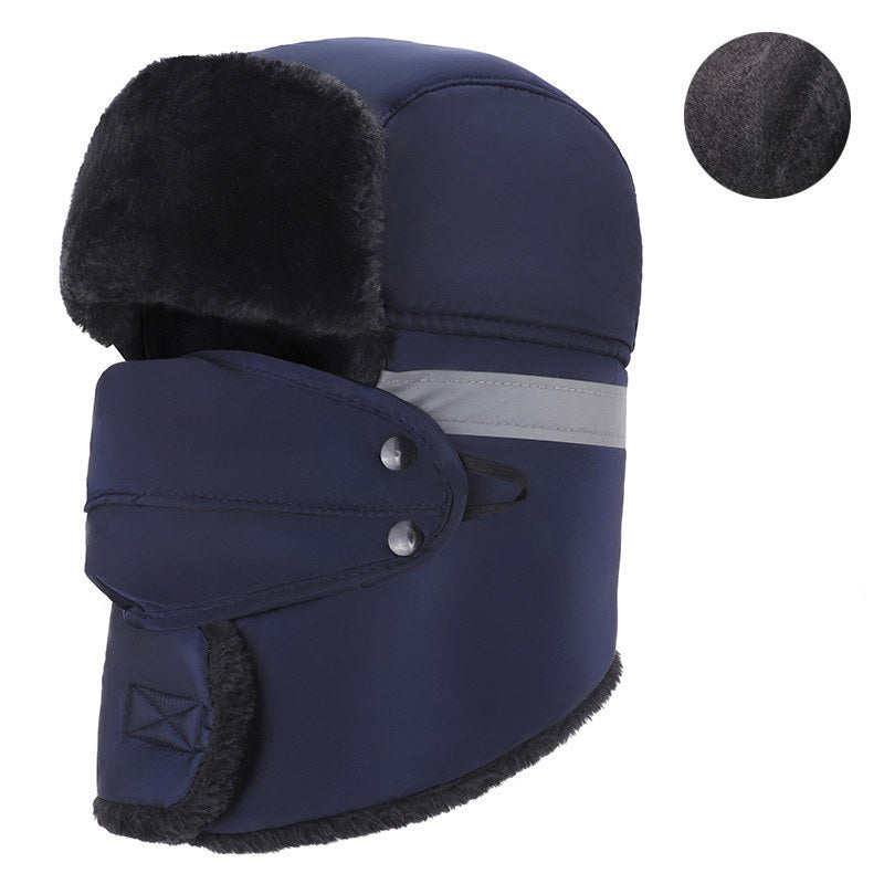 Winter Hats for Men Windproof Warm Hat with Ear Flaps for Skiing And Outdoor Riding-Reflective Navy