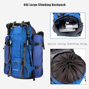 60L Waterproof Lightweight Hiking Backpack with Rain Cover for Climbing Camping-DarkBlue