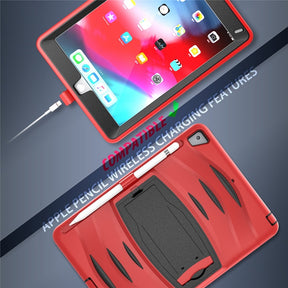 Shock Wave Kickstand Case Anti-Fall Protection With Pencil Holder For 9.7inch iPad 5/iPad 6/iPad Air2/iPad Pro9.7-Red