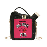 Women Fashion Sequin Crossbody Bag Fun Gasoline Handbag-Black