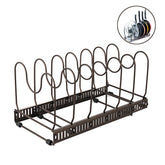 Expandable Pot Organizer Rack 7 Dividers Adjustable for Kitchen-Bronze