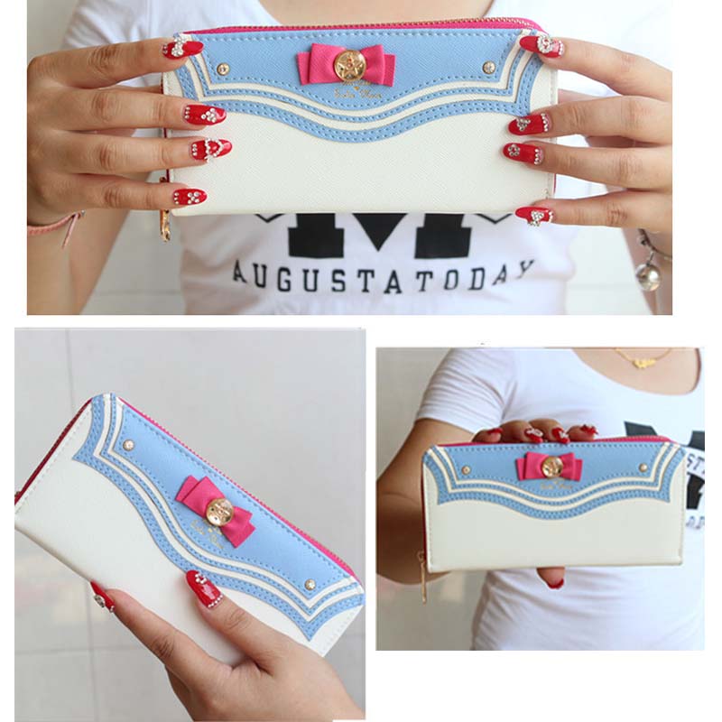 Girls Cute Wallet Exquisite Bowknot Kawaii Card Holder-White