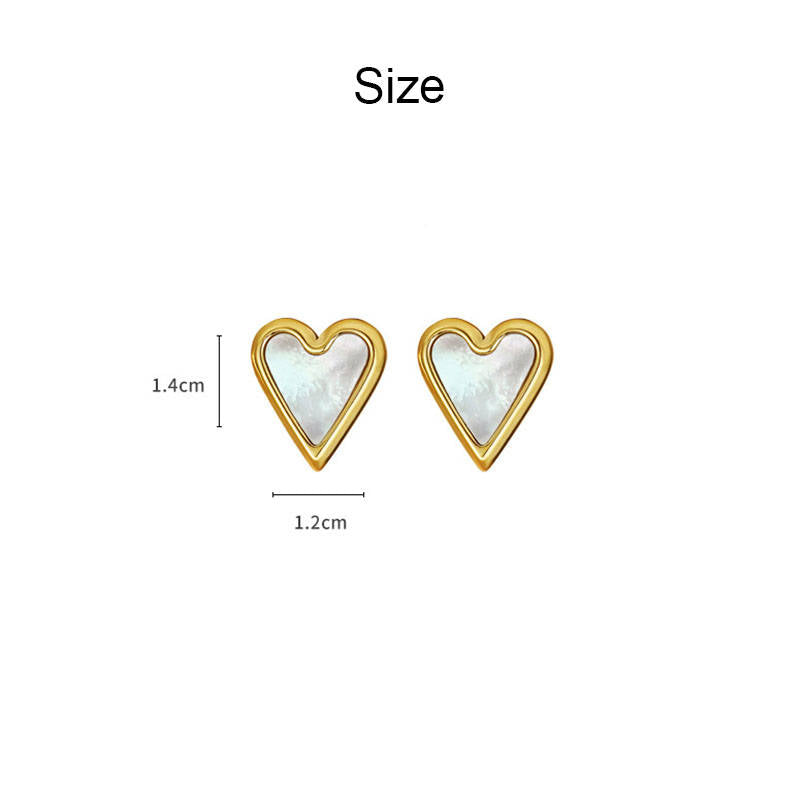 Ladies Gold Color Heart Shell Earrings Valentineds Day Jewelry Gifts-White