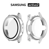 PC Plating Tempered Glass Full-Around Cover For Samsung Active2 40MM/44MM-Silver