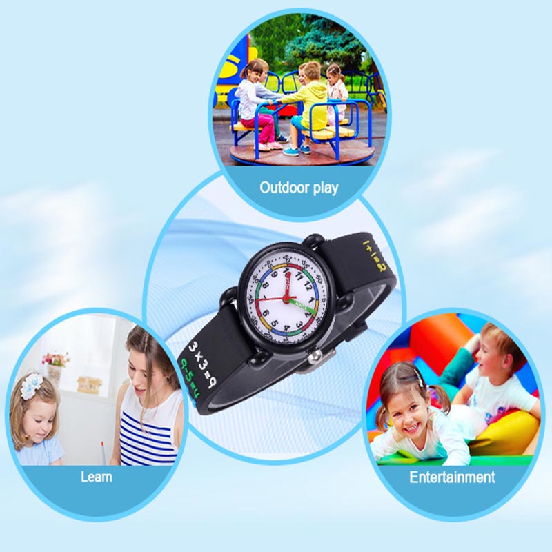 Kids Watches 3D Cartoon Waterproof Silicone Wrist Watch-Black