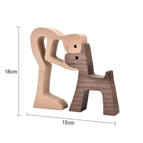 Men and Dog Wooden Statue Bedroom Home Decoration-7