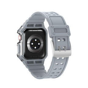 Sport Rugged Watchbands with Bumper Case Compatible for Apple Watch-Silver Grey