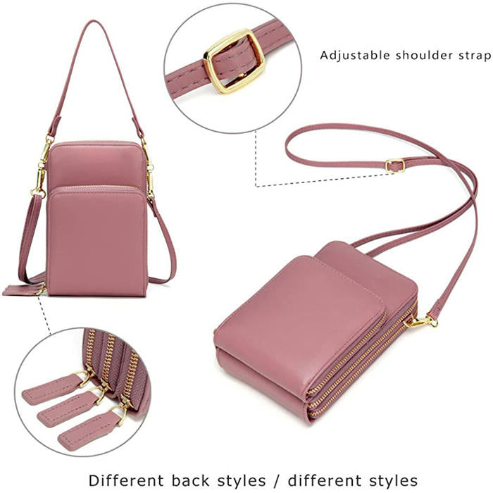 Crossbody Phone Bag for Women Small Shoulder Bag Cell Phone Wallet Purses and Handbags with 14 Credit Card Slots-Pink