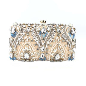 Vintage Beaded Clutch Evening Bags Flapper Handbag Clutch for Women-Apricot