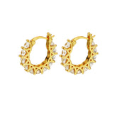 Fashion Zircon Laciness Hoop Earrings For Womens-Gold