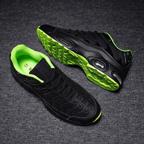 Mens Mesh Air Cushion Sneakers Outdoor Running Shoes-Black Green