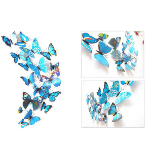 3D Vivid Butterfly Wall Stickers Fridge Magnet Decoration for Room Background-H003 Blue