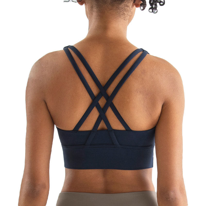 Comfort Sports Bra Push up Medium Support Yoga Tops Padded-NavyBlue