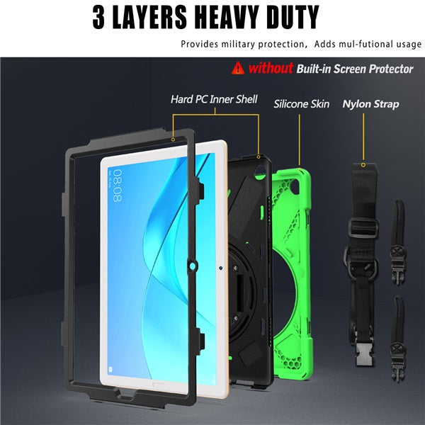 OnePiece Tablet Case Anti-fall Protective Cover Bulit-in Kickstand/Hand+Neck Strap For Huawei MatePad Pro 5G 10.8inch 2020-Green