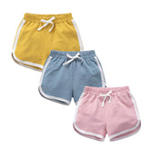 Kids 3 Pack 100% Cotton Sport Jogger Shorts Casual Elastic Pants-B