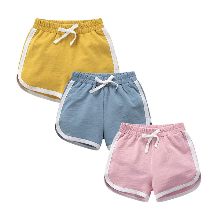 Kids 3 Pack 100% Cotton Sport Jogger Shorts Casual Elastic Pants-B