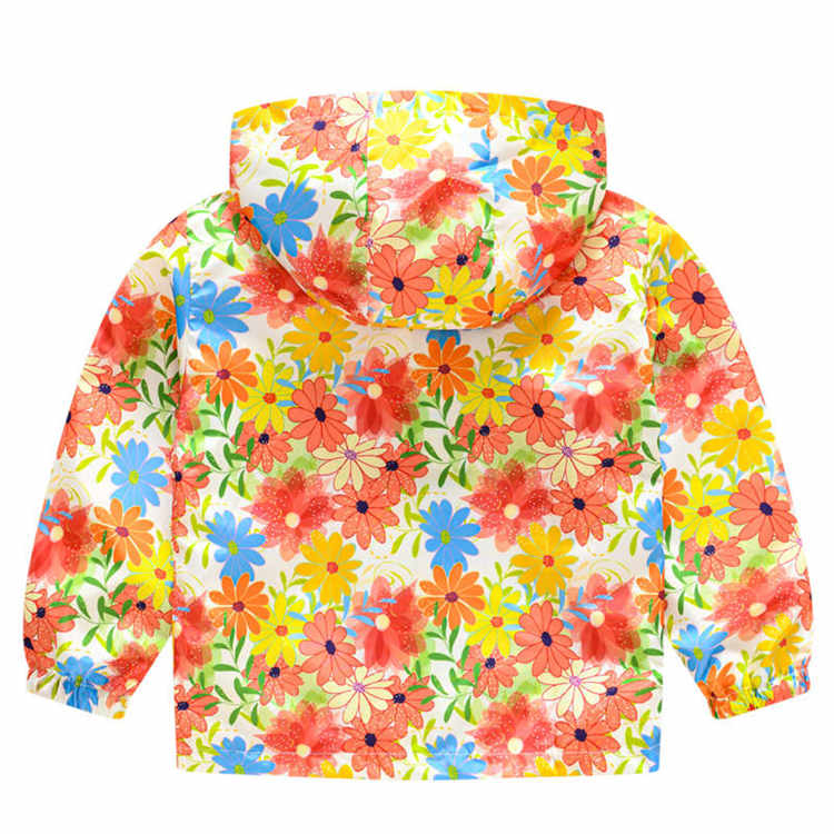 Toddler Boys Girls Cartoon Print Zip Jacket Hooded Trench Kids Casual Coats-36