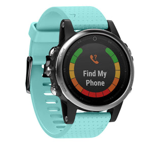 Watch Band For Garmin Fenix  Fenix 5S/ 5S Plus/6S/ 6S Pro Soft Silicone 20mm Replacement Strap Black Steel Buckle-Teal