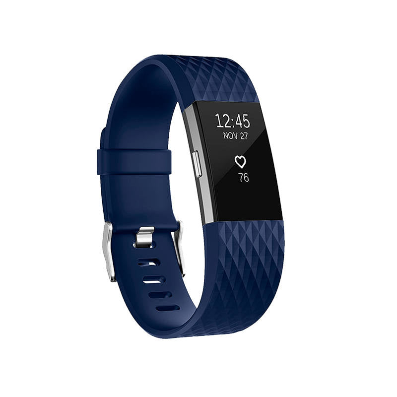 Silicone Replacement Strap Wrist Accessories For Fitbit Charge 2 -Navy Blue