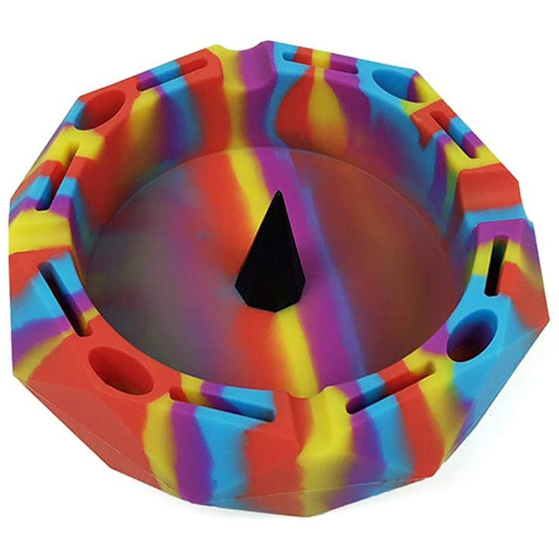Geometric Silicone Ashtray Eco-Friendly Portable Unbreakable Tabletop Tray for Cigarettes Cigar -Red+Yellow+Purple+Blue