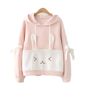 Girls Cute Bunny Sweatshirt Winter Long Sleeve Tops Hoodies